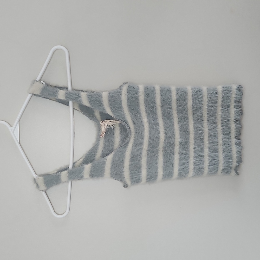 Women's Hem & Thread Blue Striped Fuzzy Tank Sz Small NWT